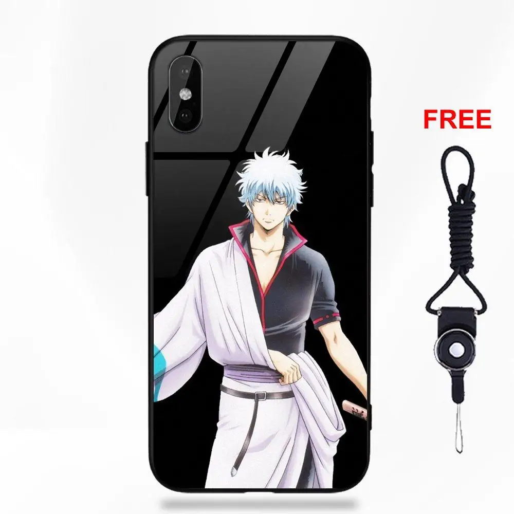 Gintama Gintoki Мягкий ТПУ чехол+ закаленное стекло для Apple iPhone 5 5C 5S SE 6 6S 7 8 Plus X XS Max XR