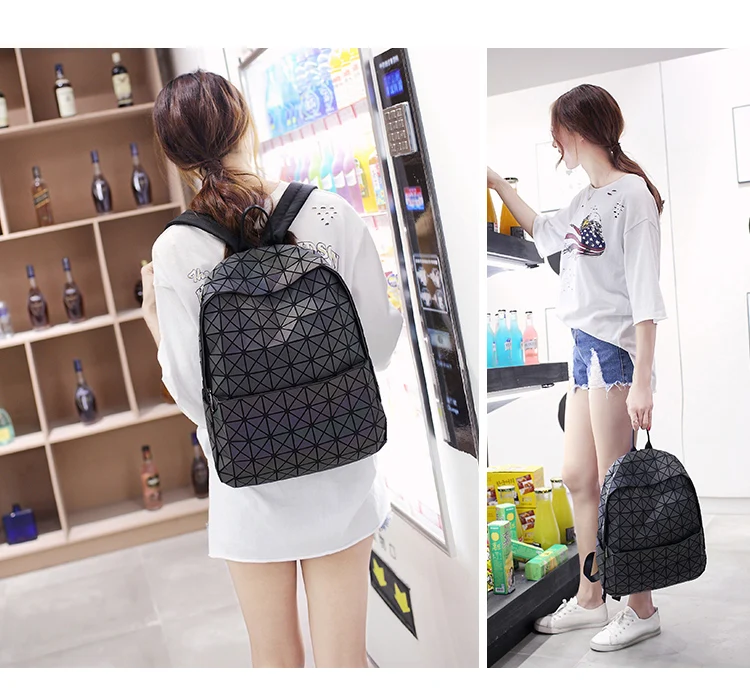 Lasen Bag New BaoBao Luminous Backpacks Female Fashion Girl Daily Backpack Geometry Package Sequins Folding Bao Bao School Bags (12)