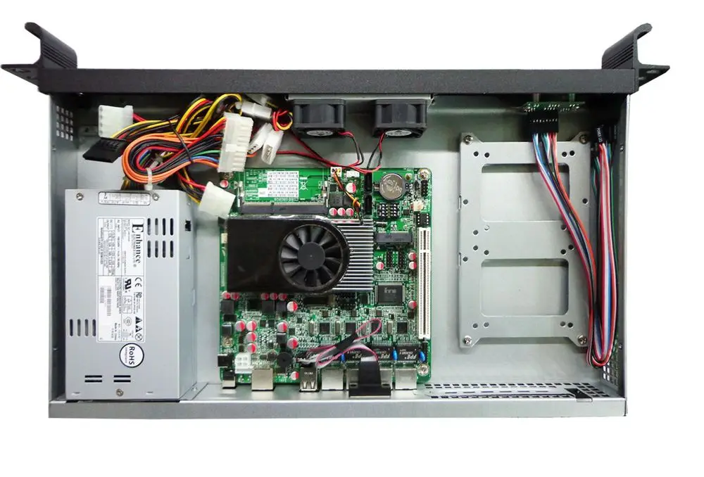 

Compact Stylish Aluminum front-panel 1U router server / firewall server with MINI ITX Four Gigabit Ethernet lan motherboard