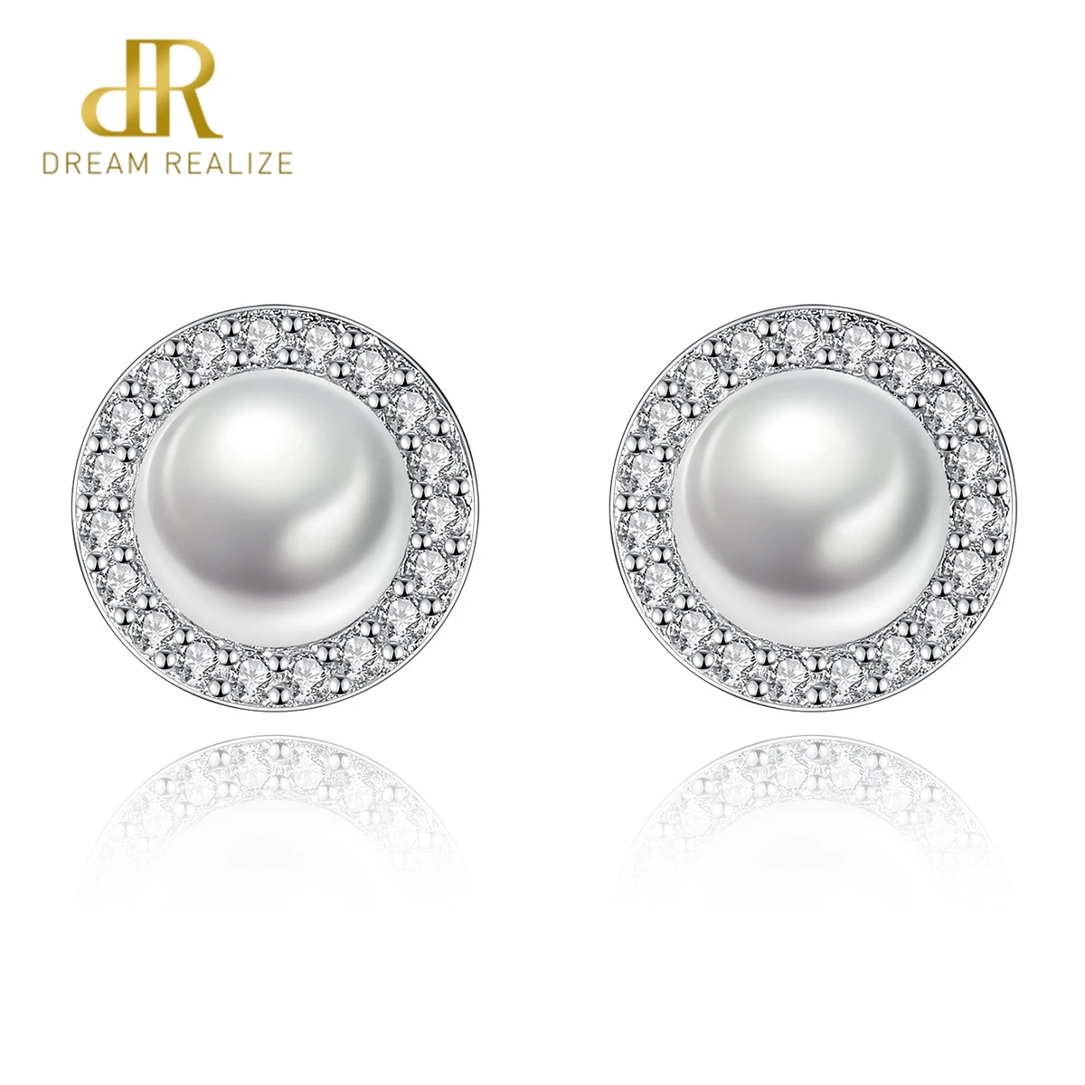 DR Small Round S925 Jewellery Women 100% Natural Freshwater Pearl Stud Earrings for Women 925 Sterling Silver Wedding Jewelry