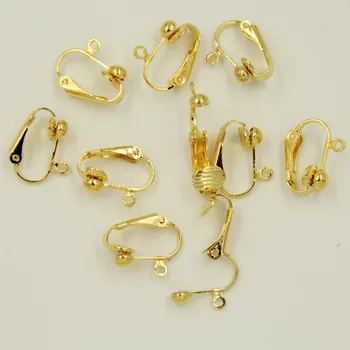 

100Pcs Earring Clips Fashion Jewelry Making Findings Gold Plated Copper 17x14mm