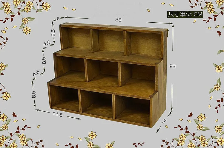 Ретро отделка древесины трапециевидной шкаф для хранения 38*28*14 см