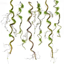 Искусственный МХ ветка поддельные Висячие ветки зеленое растение стены ветка украшения тропический дождь лес ротанга изгиб ротанга