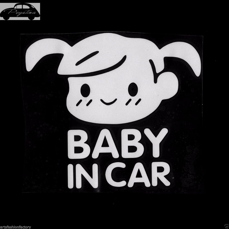 Pegatina Gril Baby In Car Waving Baby on Board Safety Sign Cute Car Decal Vinyl Sticker