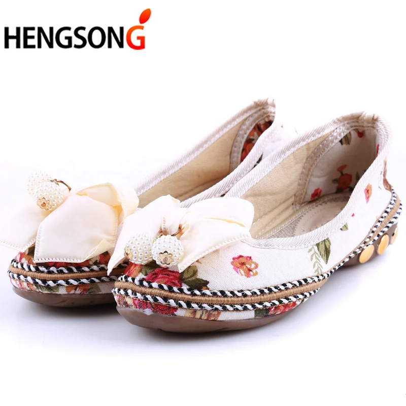 

Vintage Embroidery Women Flats Flower Slip On Cotton Fabric Linen Comfortable Old Peking Ballerina Flat Shoes Sapato Feminino