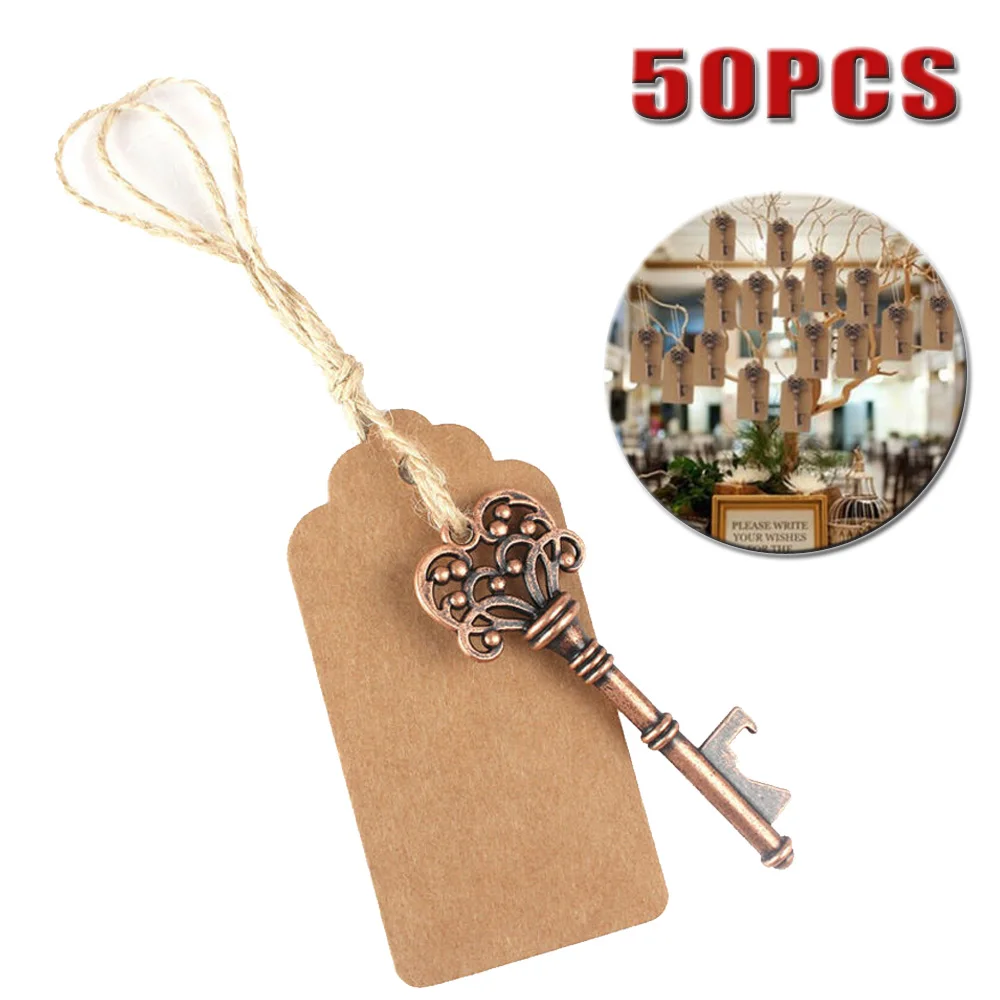 

Metal Alloy Beer Wedding Key bottle openers Labels Decoration Kraft paper Set Vintage Accessories Retro Durable
