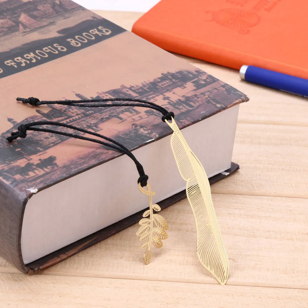 

VODOOL Stainless Steel Bookmarks for Book Olive Leaves Clover Feather Hollow Book Page Remark Bookmarks School Stationery Gifts