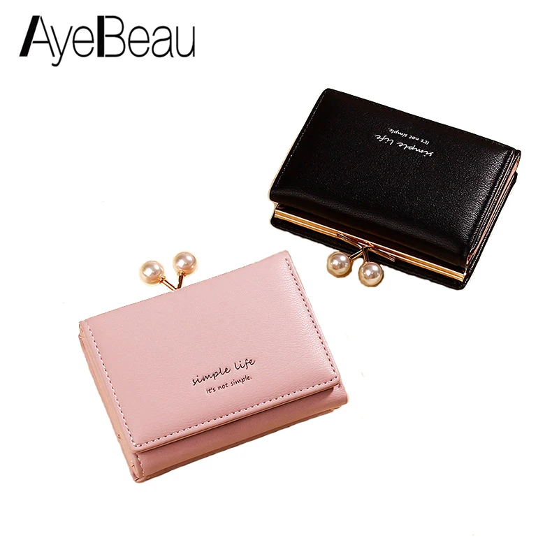 

Small Card Lady Purse For Women Wallet Female Feminine Cuzdan Money Bag For Vallet Partman Portfolio Portomonee Pink Black Walet