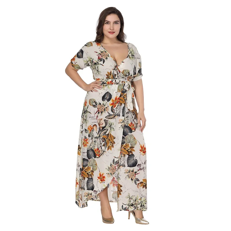 Summer-women-boho-floral-printed-plus-size-maxi-dress-Bohemian-v-neck-short-sleeve-high-waist (1)