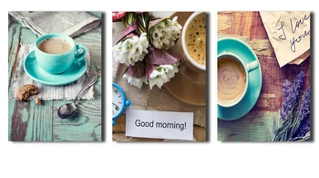 

Canvas Painting Good Morning Coffee Realistic Photo Wall Art Print And Poster Modern Study Living Room Home Decor