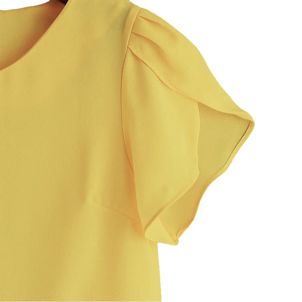Summer Women Chiffon Blouse Short Sleeve Red Ladies Office Ladies Shirts Plus Size Work Top Plus Size Casul Female Clothing - 32873223297