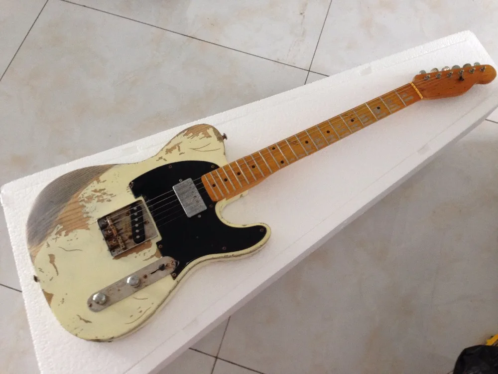 FD Relic handmade electric guitar cream color humbucker neck pickups