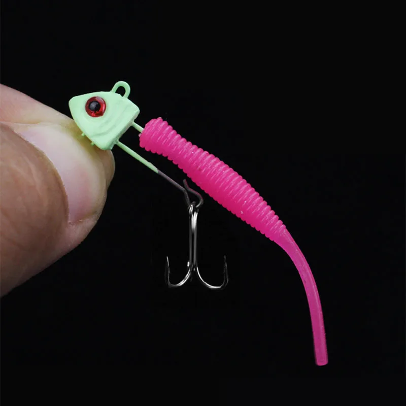5pcs Artificial Glow Shrimp Fishing Lures Soft Jointed Lead Head Swim Bait Hooks