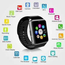 GT08 Bluetooth Смарт-часы с сенсорным экраном большой аккумулятор поддержка сим-карта TF камера для iPhone Android Smartwatch PK DZ09 часы