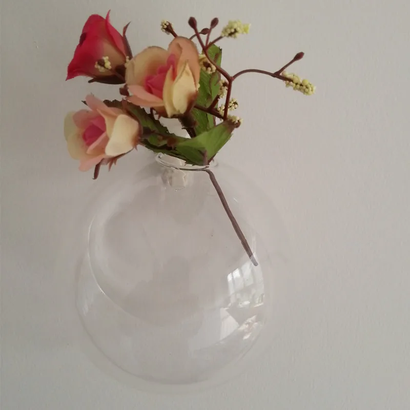 

Betty Store Diameter = 10cm 24pcs/pack Wall-mounted Glass Vase Decorative Creative Hanging Glass Terrarium Vase Home Decoration