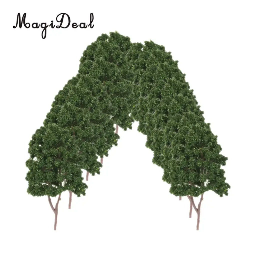 MagiDeal 20Pcs/Pack Dark Green Model Trees N Scale Train Park Railroad Railway Layout Wargame Scenery Scene Diorama Toys 7.5cm