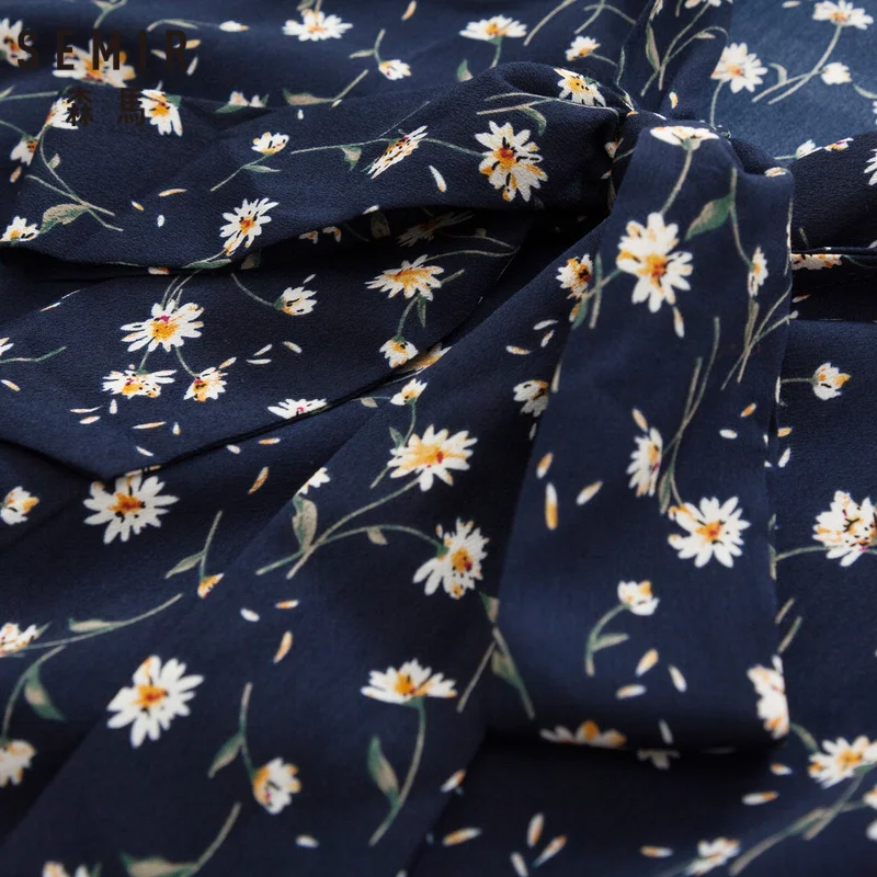 SEMIR женское шифоновое расклешенное платье с длинными рукавами и воротником