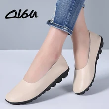 O16U/ г.; летние женские Балетки без застежки на плоской подошве; мокасины из натуральной кожи; мягкие женские Повседневные балетки; неглубокие черные туфли