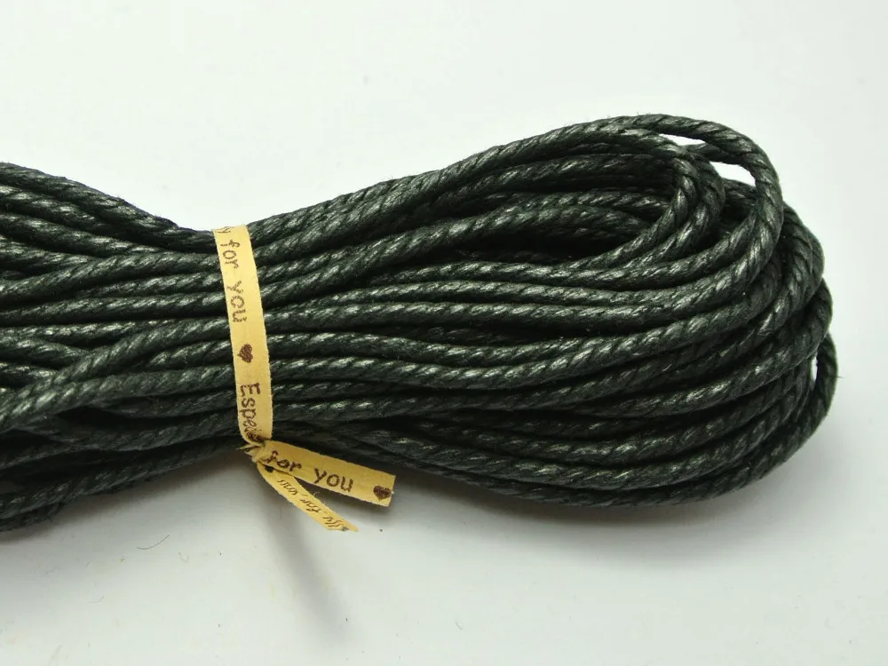 

60 Meters Black Twisted Waxed Cotton Cord String Thread Line 2mm