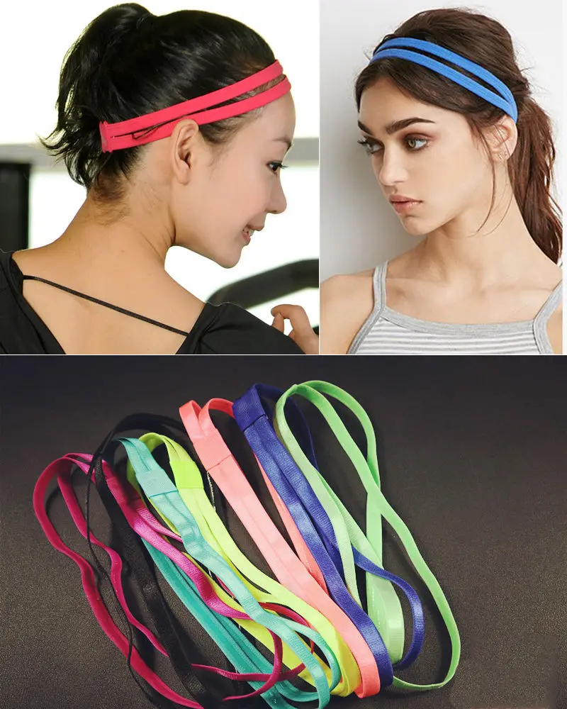 

1PCS Sport Headband Elastic Anti Slip Double Bands Yoga Exercise Headband Men Women Sport Accessories 10 Colors