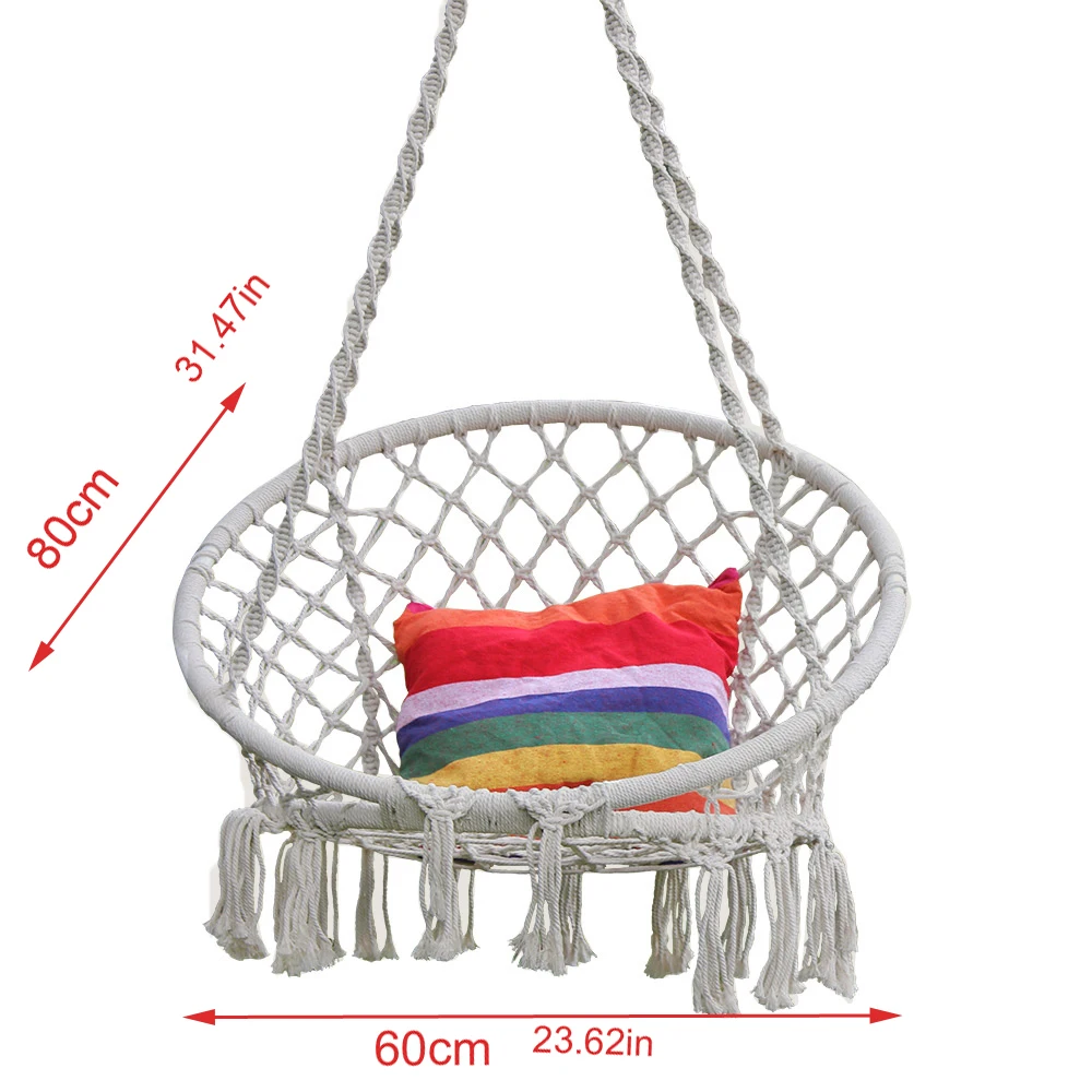 Hamaca redonda columpio silla colgante exterior muebles de interior hamaca silla para jardín dormitorio niño adulto silla de seguridad hamaca - 5