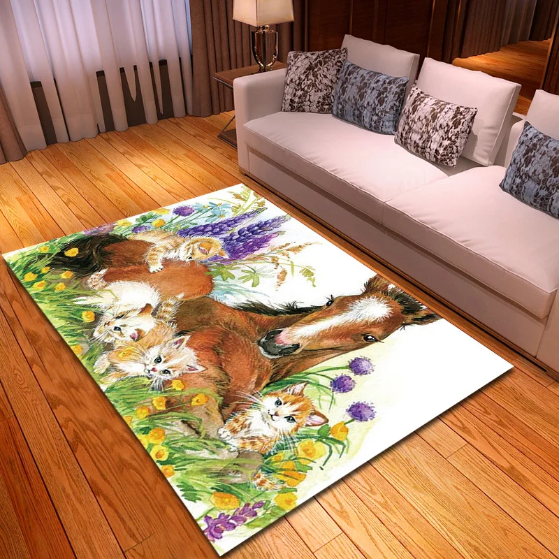 Креативный Кот/лошадь Печать ковры и ковры для гостиной спальни большой размер ковер для гостиной коврик для прихожей украшение для дома - Цвет: L19010734