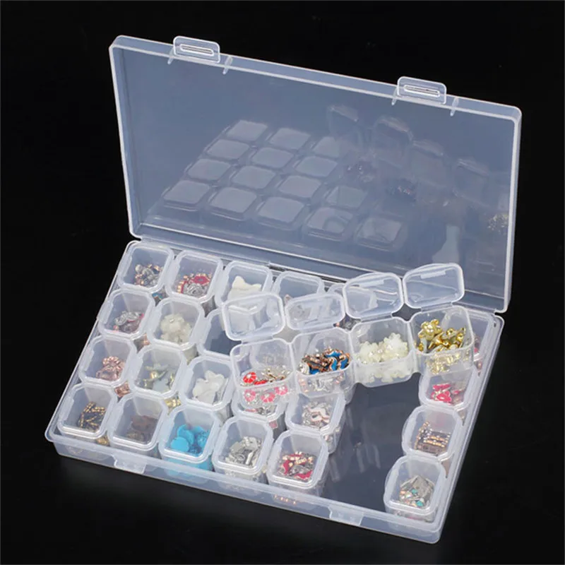 Caixa de Armazenamento de Plástico Conjuntos Slots Organizador Case Transparente Retângulo Contas Brinco Jóias Container Ferramenta Unha 6 28 19 Brinco Jóias Container Ferramenta Prego Transparente
