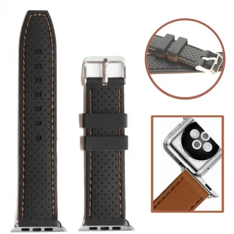 38mm Black With Brown Silicone Watch Band Replacement Apple iWatch