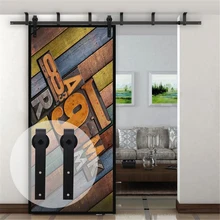 LWZH-Soporte de techo deslizante para puerta de madera, Kit de herrajes para puerta de madera, 4-20 pies, rodillos negros en forma de J para puerta de Granero deslizante Interior
