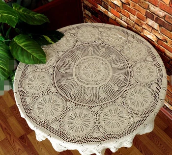 

Rich fish - Handmade Crochet Flowers Cotton Tablecloths Lace style Round Table cloth Home Cover cloth Sofa towel
