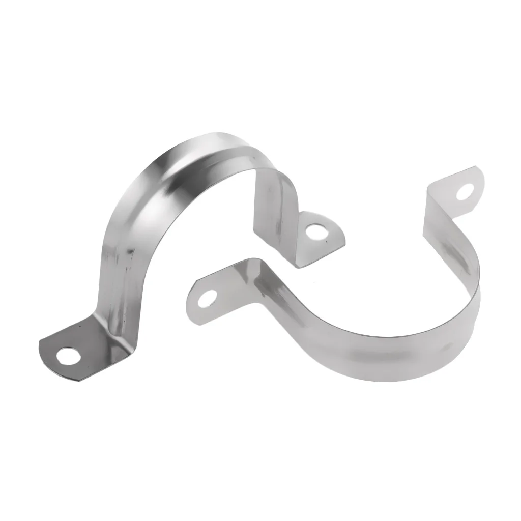 2x 80mm Height Stainless Steel U Shaped Pipe Tube Wire Cable Clamps Clips