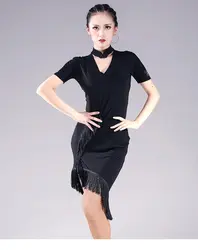 Латинский Ципао для танцев висит шеи платье Новый взрослых женщин чувство латинская юбка для танцев кисточкой-L180812