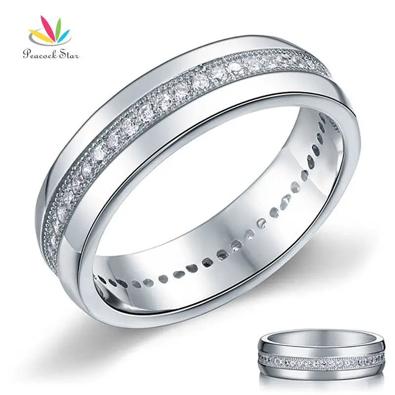 Peacock Star Round Cut Men's Bridal Wedding Band Solid Sterling 925 Silver Ring Jewelry CFR8068
