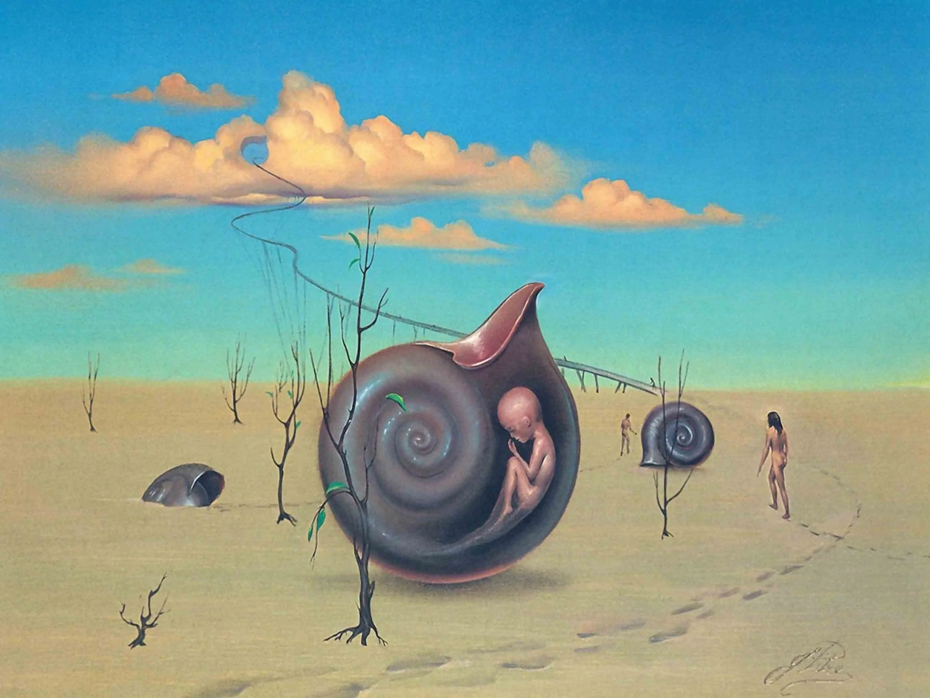 Surrealism john pitre Art Silk Fabric