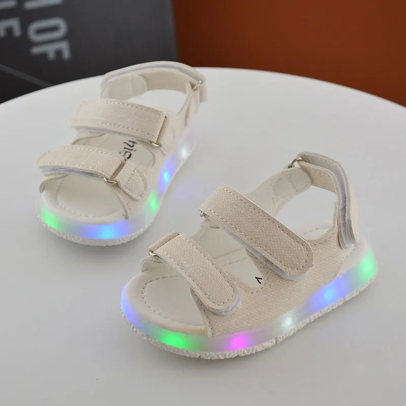 Летние детские сандалии boys'светоизлучающие сандалии для девочек Babies'shoes, пляжная обувь, светодиодная обувь