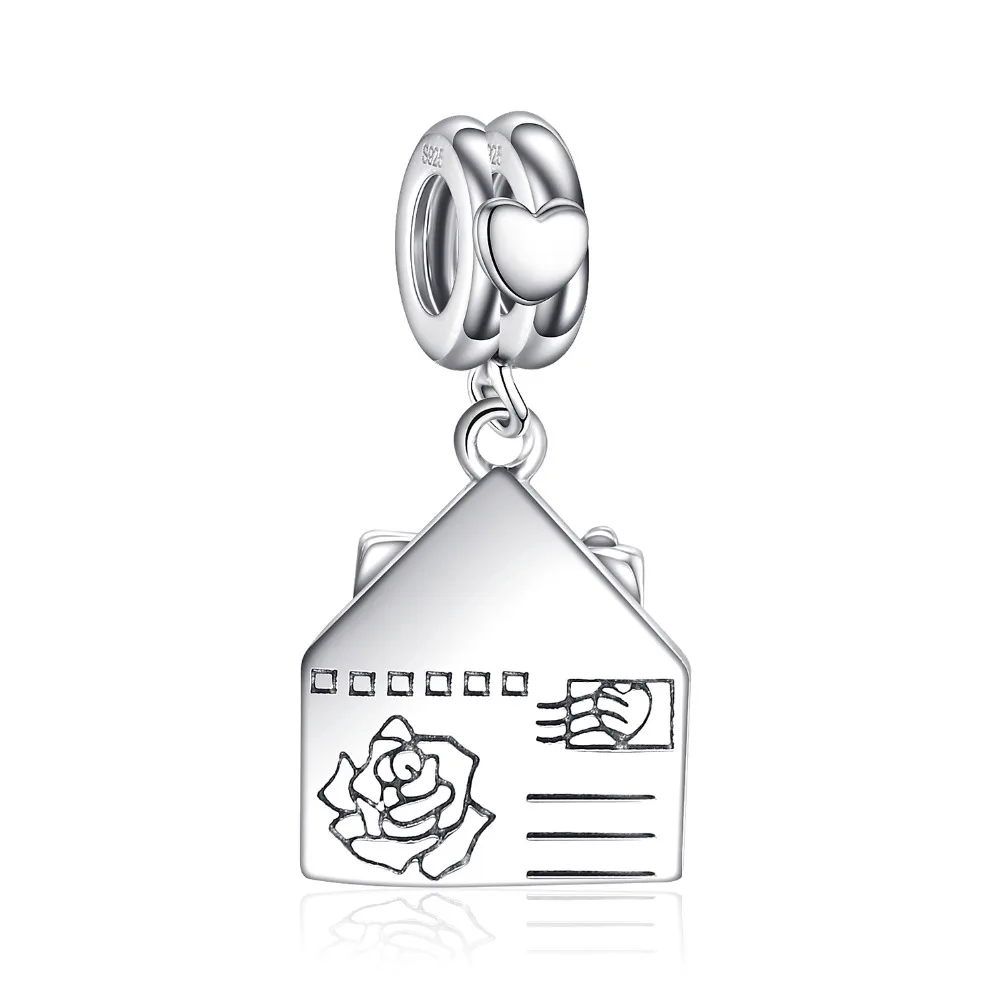 JewelryPalace 925 пробы Серебряная роза конверт спасибо письмо Шарм Бусины Fit Браслеты