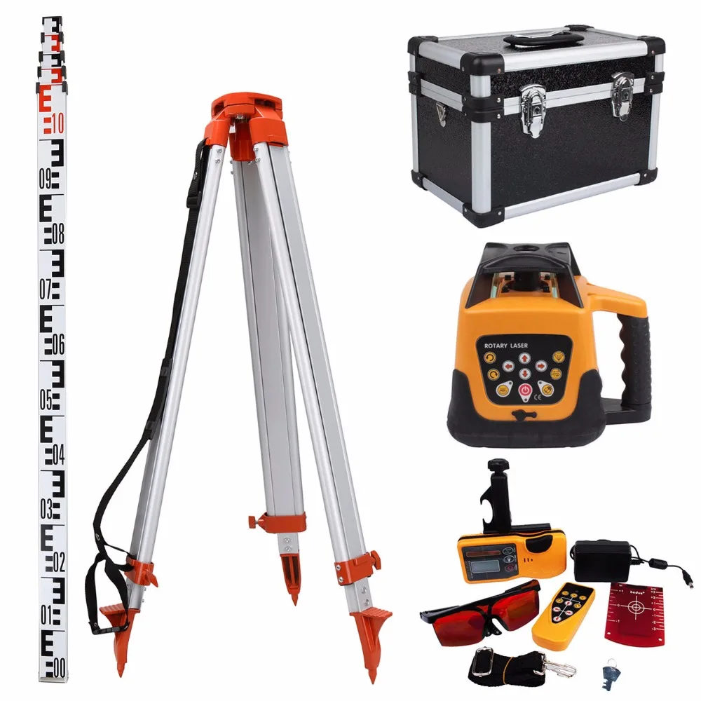 

(Ship From AU) Outdoor Automatic Electronic Self-Leveling Rotary Laser Level 500M with Case Red Laser Level +Tripod + Staff