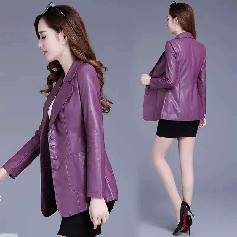 

Size M-5XL plus size clothing 2019 spring autumn women jackets coat new women's long leather jacket coat lady clothes