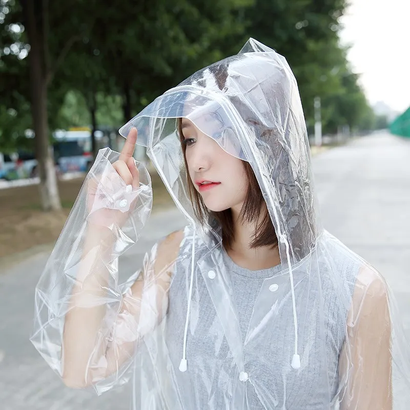 Transparent Long Raincoat Women Men Rain Coat Poncho Travel Chubasqueros Impermeables Fashion Show Hooded Protective Suit | Дом и сад