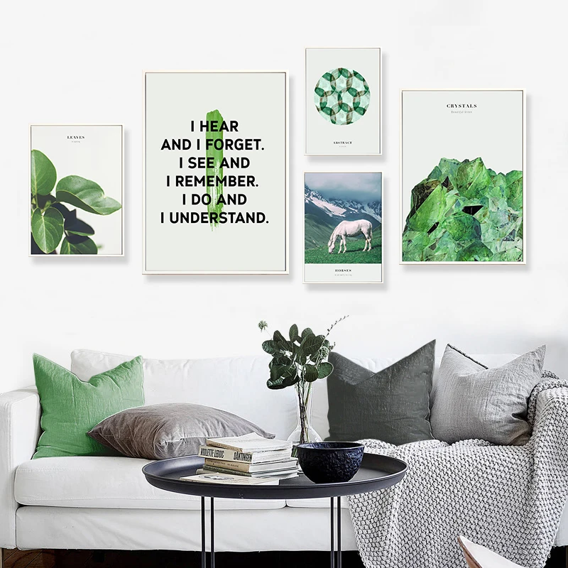 Landscape Mountain Wall Art Canvas Painting Leaf Nordic Poster Forest Pictures For Living Room Agate Prints Home Decor Unframed