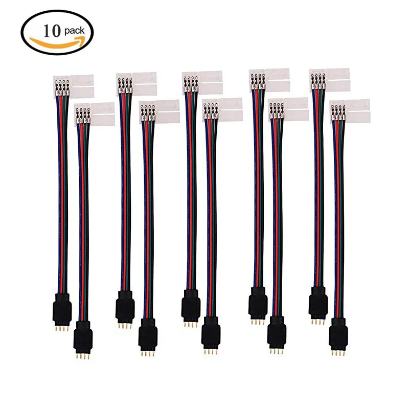 LED Strip Accessories 5050 RGB 4 Pin LED Strip Connector 10mm Strip to Power Adaptor Snap Down 4 Pin Connector 5050 RGB Flexible 50шт aносительные рыболовные повороты snap rolling connector с крючковой защелкой