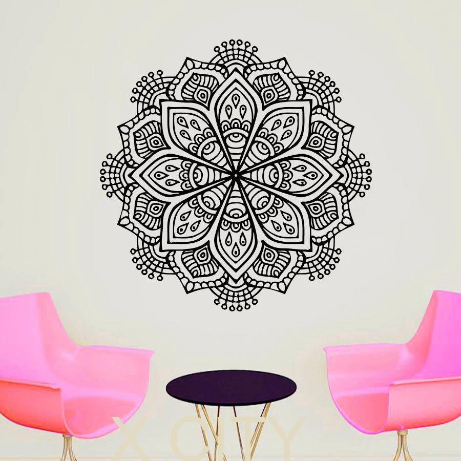 

Indian Buddha Yoga Mandala Pattern Oum Om Sign Decal Vinyl Sticker Home Room GYM Office Interior Decor Wall Art Murals