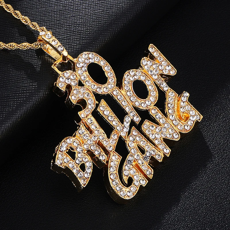 US7 полный со стразами буквы Bling льдом Rope Chain, подвески и ожерелья для Для мужчин ювелирные изделия из золота Цвет