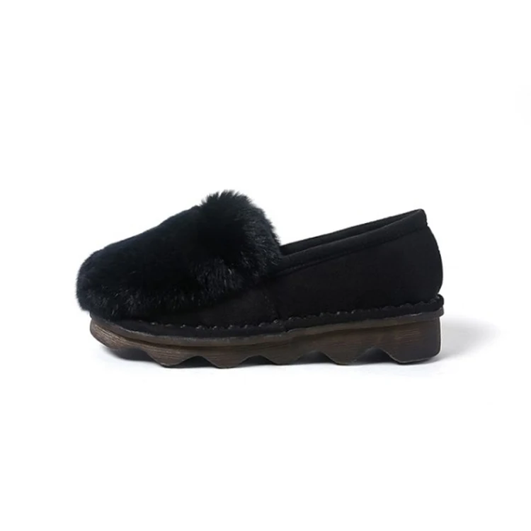 Fourrure Kaki black Rond Chaussures Appartements Bout 2018 Femmes Mljuese Cheveux Couleur Khaki Kid Lapin Confortable Suede Printemps hrsQtdxC