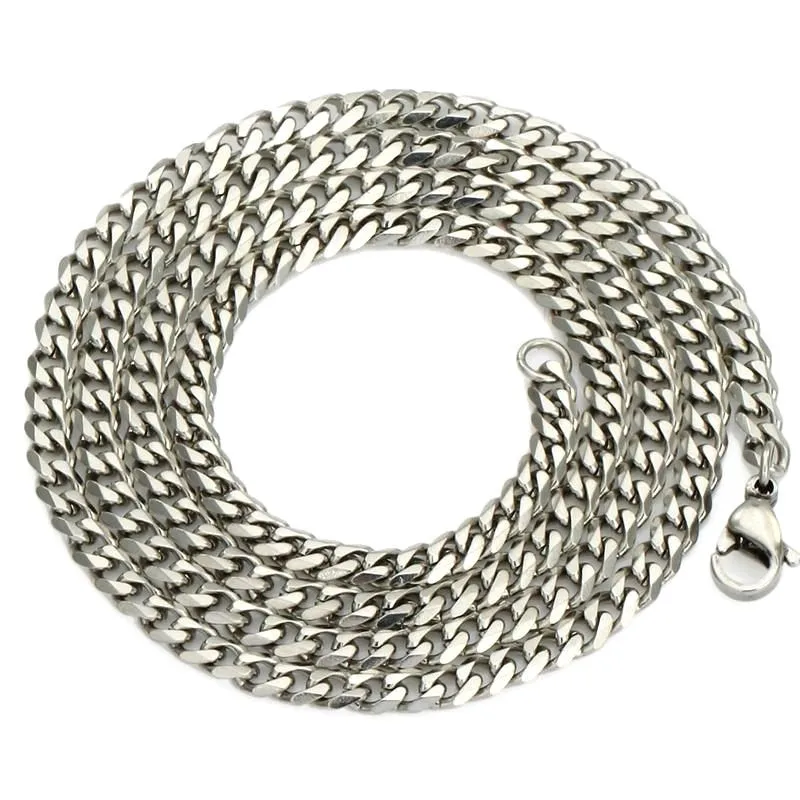 

1pcs Fashion Mens Jewelry 5MM 24" Stainless Steel Silver Curb Cuban Chain Necklace Charm Jewelry