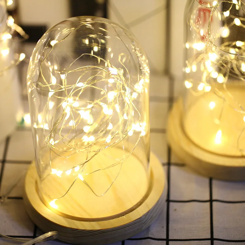 LED 2M Copper String Lamp Starry Beads DIY Fairy Lights 20 Leds Silver Cord Warm White Waterproof  Wedding Party Home Decoration (2)