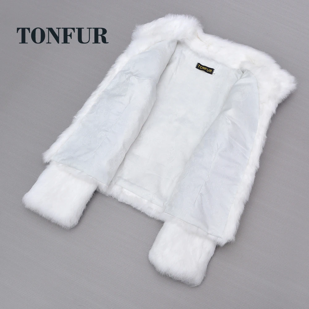 women's puffer jacket Top Selling Women Classical Casual Mandarin Collar Genuine Real Rabbit Fur Coat Handmade Customize Natural Fur Jacket KSR272 women's down coats & jackets