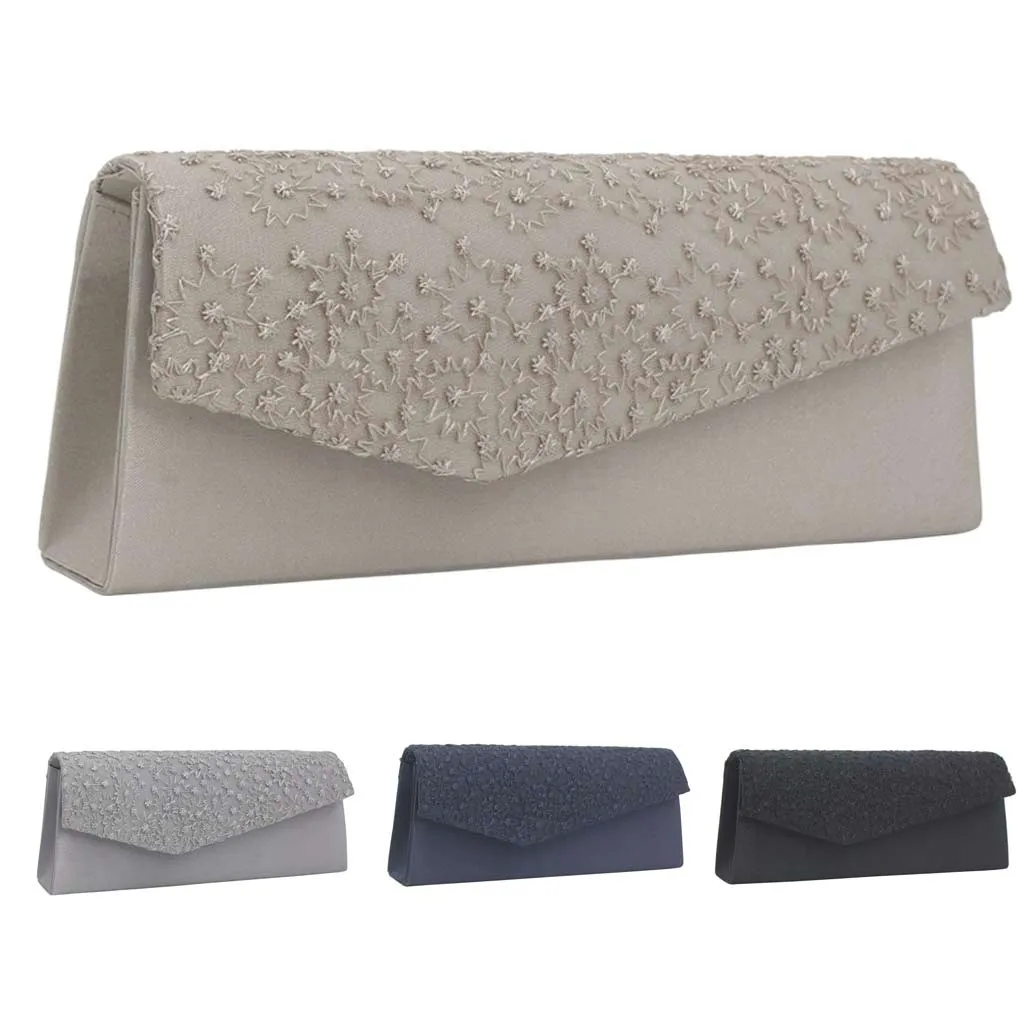 

Coneed Elegant Design Type Fan Nice BagFashion Women Solid Flower EmbroideryChain Evening Bag 2019mar9 p30