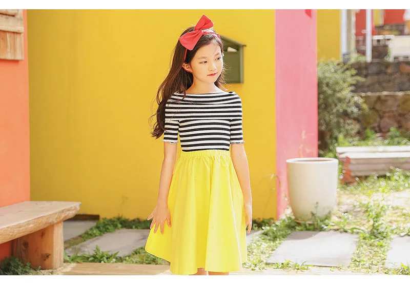 teenage girls dresses 2018 spring summer shoulderless stripe kids dresses for girls little yellow green holiday children dress clothing 5 6 7 8 9 10 11 12 13 14 15 years big little girls dresses for girls 12 years kids clothes girls summer ( (12)