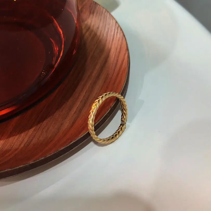 

Gold Color 925 Sterling Silver Ring Compatible with European Jewelry Twisted Rope Open Rings For Women Minimalist Silver Jewelry